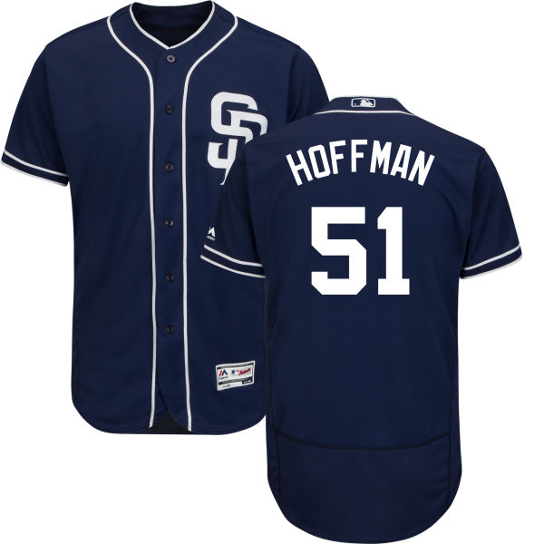 Padres #51 Trevor Hoffman Navy Blue Flexbase Authentic Collection Stitched MLB Jersey - Click Image to Close